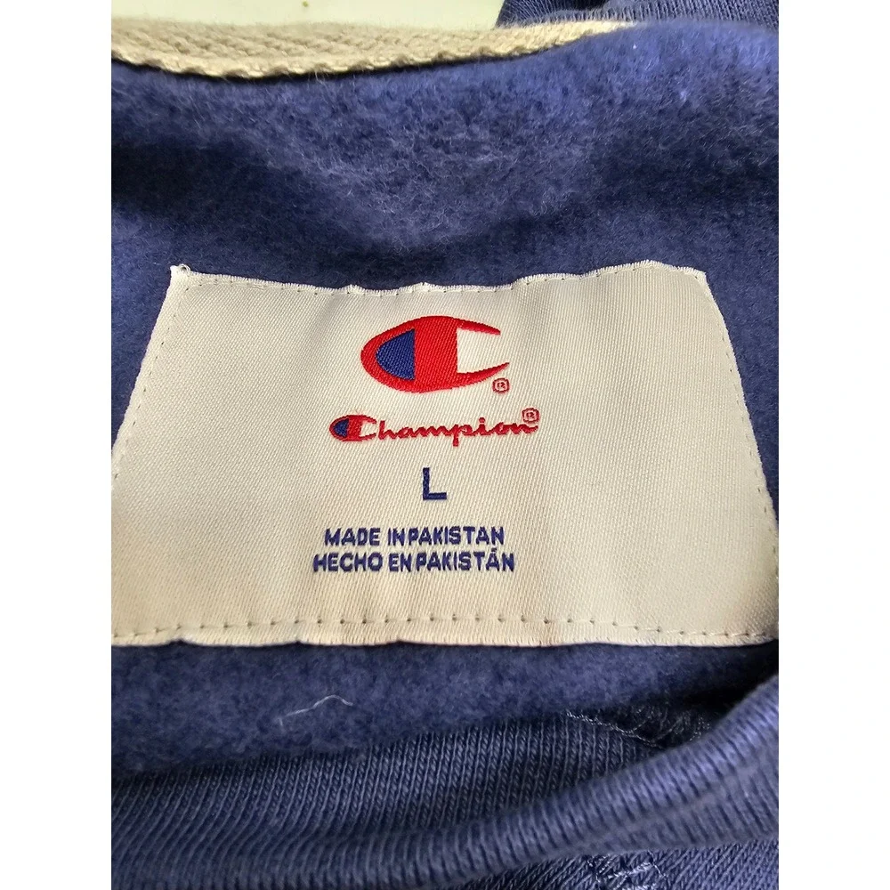 Champion Mens Crewneck Sweatshirt Blue Heather Large C Logo SF37 85LF‎ L